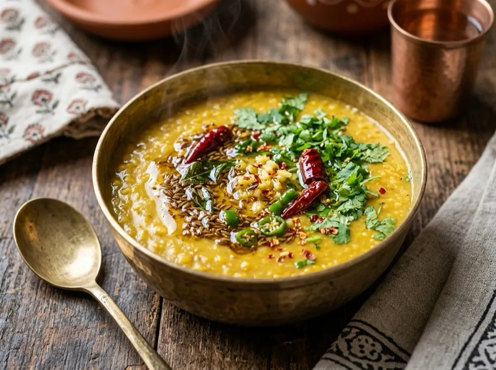 Bowl of cooked Indian dal