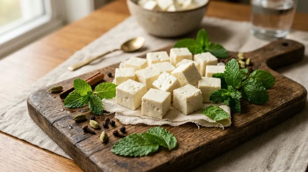 Fresh paneer cubes
