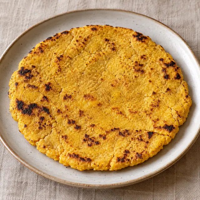 Golden yellow makki ki roti made from corn flour