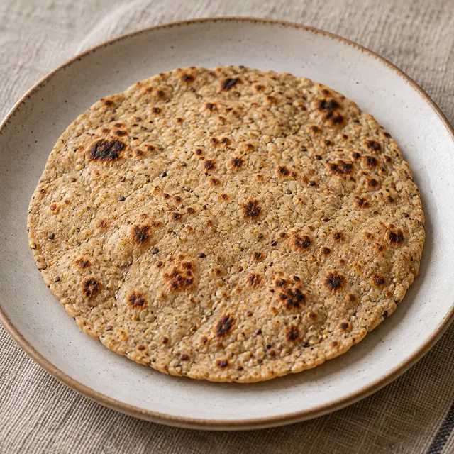 Rustic multigrain roti with visible grain texture